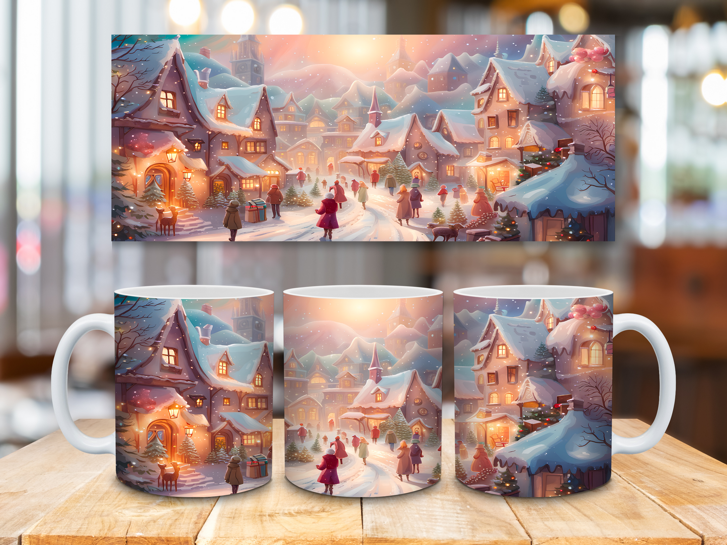 11oz Ceramic Mug Christmas Village Scene