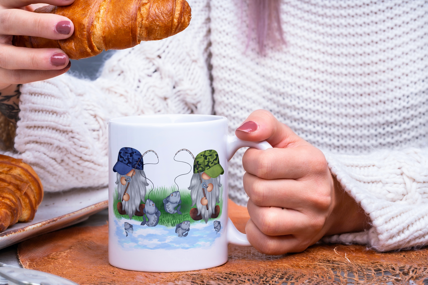 Ceramic "Fishing Buddies" Gnome Mug