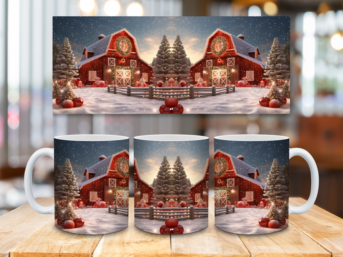 11oz Ceramic Mug Christmas Barn Scene