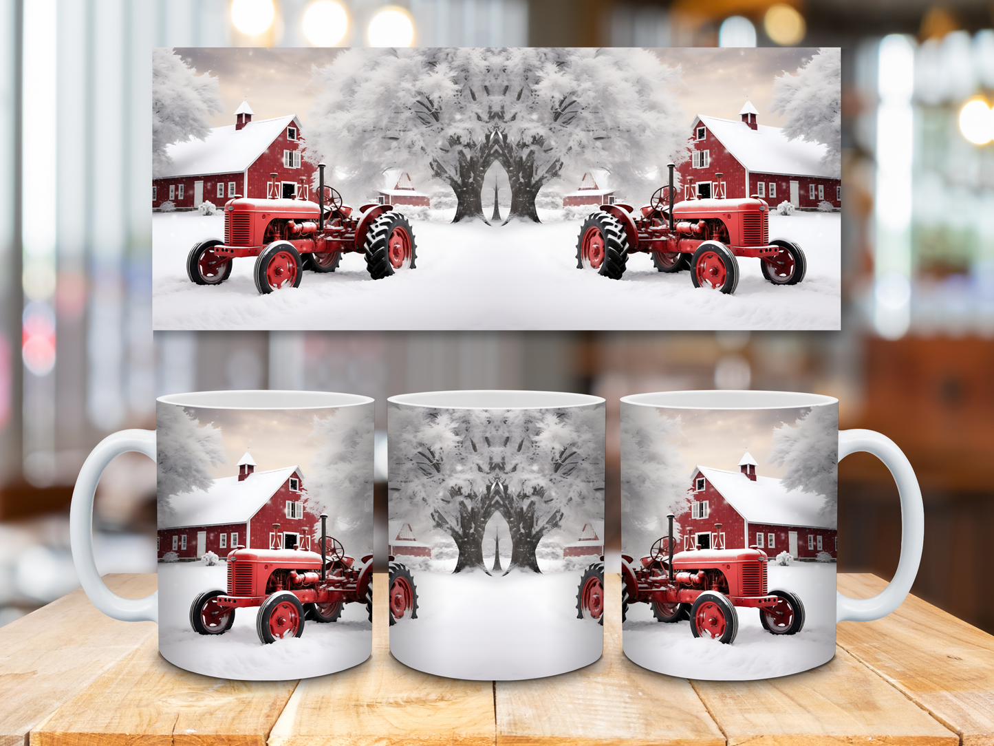 11oz Ceramic Mug Winter Farm Scene