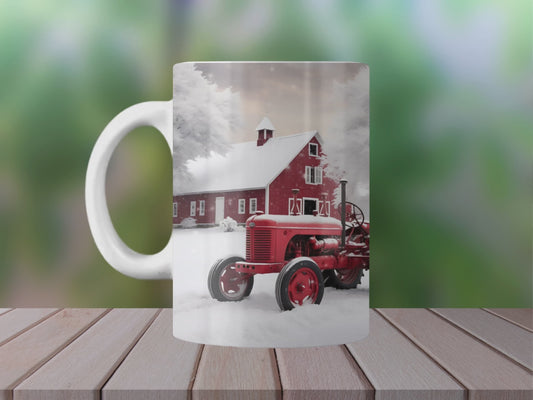 11oz Ceramic Mug Winter Farm Scene