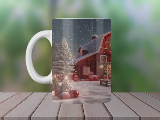 11oz Ceramic Mug Christmas Barn Scene