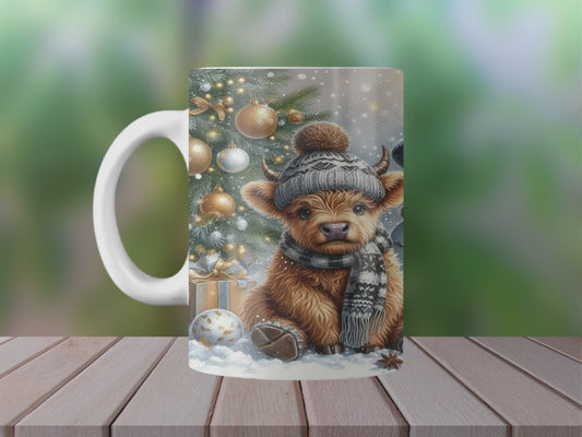 11oz Christmas Highland Cow & Snowman Mug