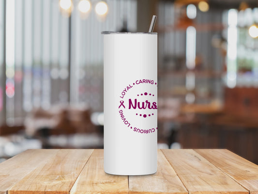 20oz Skinny Tumbler Nurse Design Custom Artwork