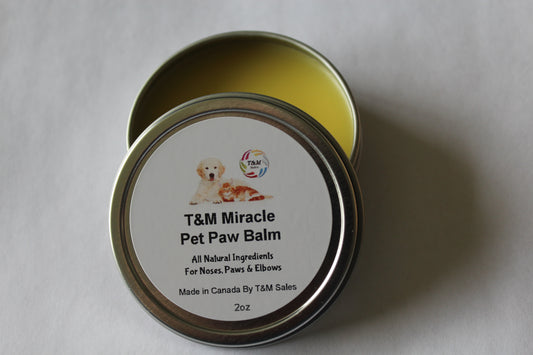 T&M Miracle Pet Balm All-Natural Moisturizing Balm for Dogs & Cats That Heals Dry, Cracked and Rough Paws, Elbows and Noses.
